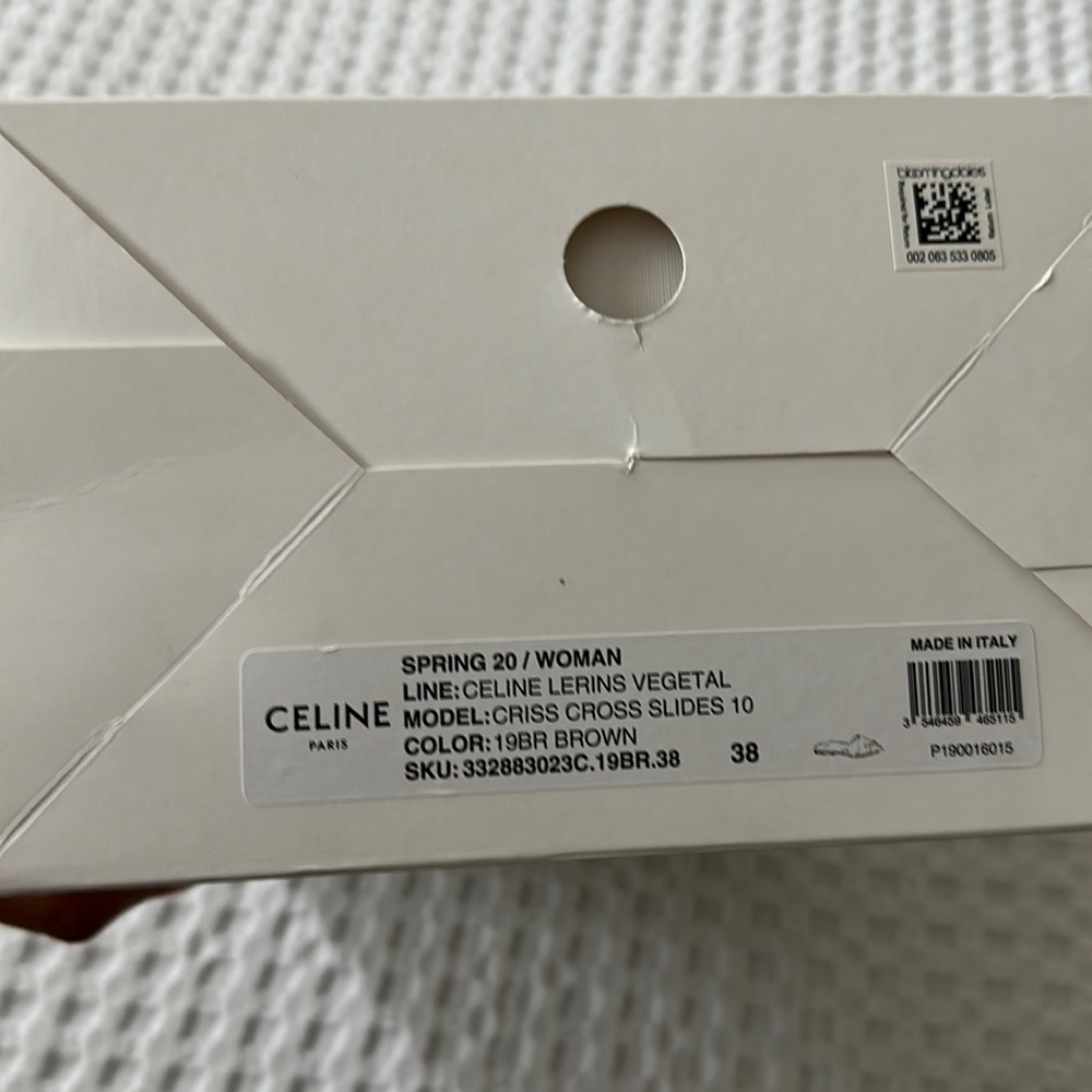 Celine Brown Leather Criss Cross Slide Sandals. Size 38 - Picture 3 of 8
